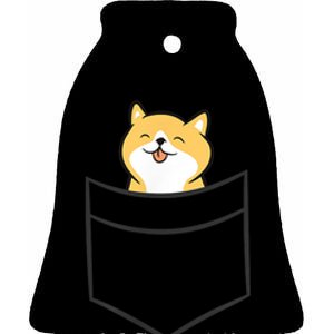 Shiba Inu In A Pocket Cute Pocket Shiba Inu Ceramic Bell Ornament