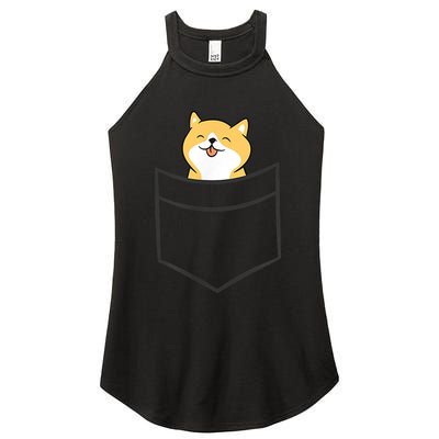 Shiba Inu In A Pocket Cute Pocket Shiba Inu Women's Perfect Tri Rocker Tank
