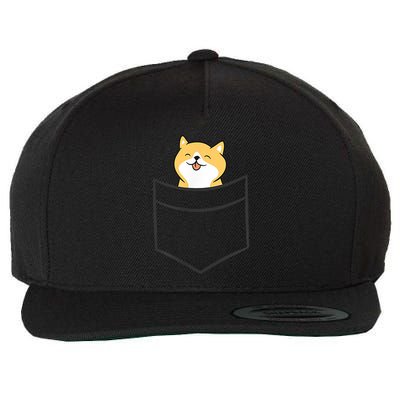 Shiba Inu In A Pocket Cute Pocket Shiba Inu Wool Snapback Cap