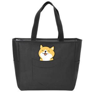 Shiba Inu In A Pocket Cute Pocket Shiba Inu Zip Tote Bag