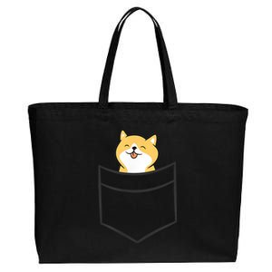 Shiba Inu In A Pocket Cute Pocket Shiba Inu Cotton Canvas Jumbo Tote