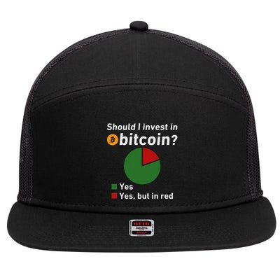 Should I Invest In Bitcoin Yes Pie Chart Funny Crypto 7 Panel Mesh Trucker Snapback Hat
