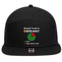 Should I Invest In Bitcoin Yes Pie Chart Funny Crypto 7 Panel Mesh Trucker Snapback Hat
