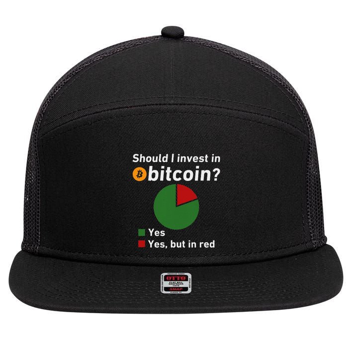 Should I Invest In Bitcoin Yes Pie Chart Funny Crypto 7 Panel Mesh Trucker Snapback Hat