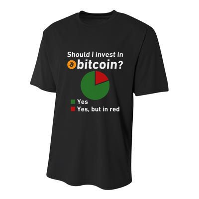 Should I Invest In Bitcoin Yes Pie Chart Funny Crypto Youth Performance Sprint T-Shirt