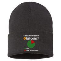 Should I Invest In Bitcoin Yes Pie Chart Funny Crypto Sustainable Knit Beanie