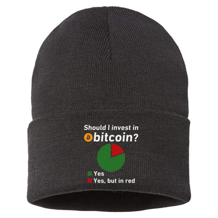 Should I Invest In Bitcoin Yes Pie Chart Funny Crypto Sustainable Knit Beanie