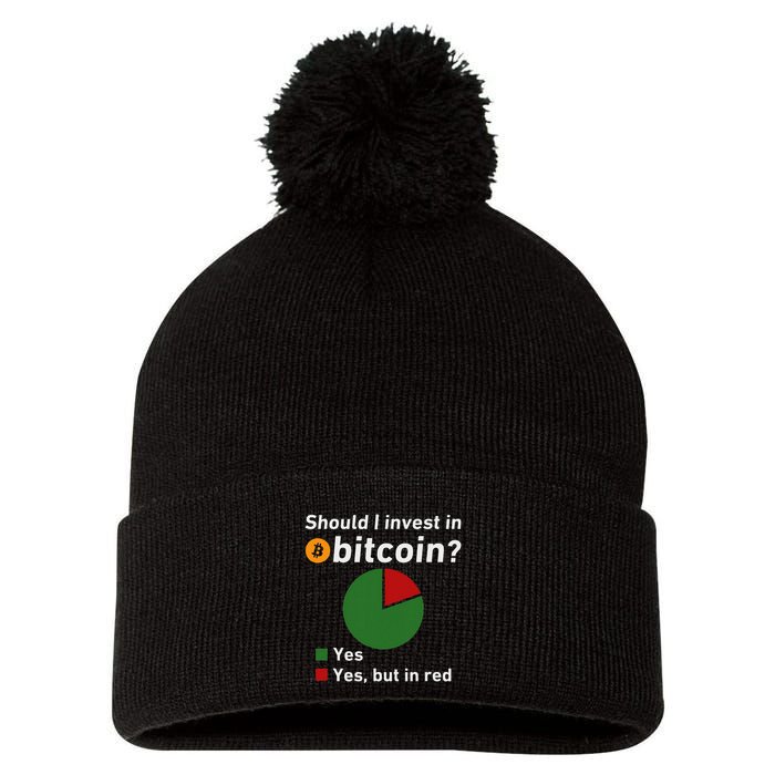 Should I Invest In Bitcoin Yes Pie Chart Funny Crypto Pom Pom 12in Knit Beanie