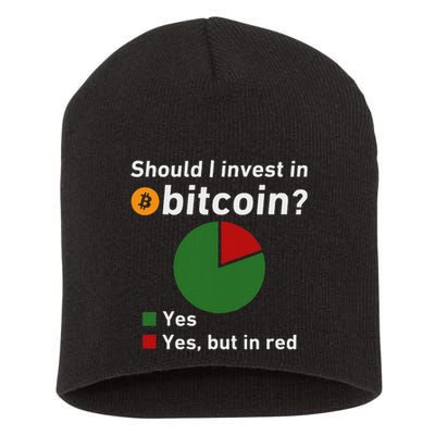 Should I Invest In Bitcoin Yes Pie Chart Funny Crypto Short Acrylic Beanie
