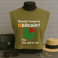 Should I Invest In Bitcoin Yes Pie Chart Funny Crypto Garment-Dyed Women's Muscle Tee