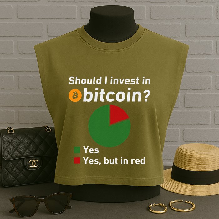 Should I Invest In Bitcoin Yes Pie Chart Funny Crypto Garment-Dyed Women's Muscle Tee