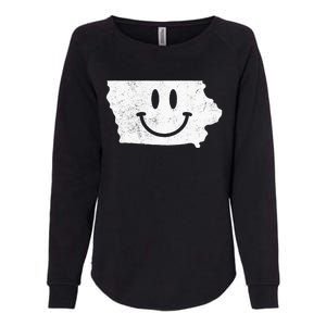 Smiling In IA – Funny Iowa Happy Face Womens California Wash Sweatshirt