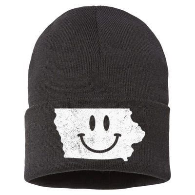 Smiling In IA – Funny Iowa Happy Face Sustainable Knit Beanie