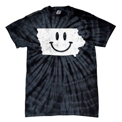 Smiling In IA – Funny Iowa Happy Face Tie-Dye T-Shirt