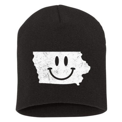 Smiling In IA – Funny Iowa Happy Face Short Acrylic Beanie