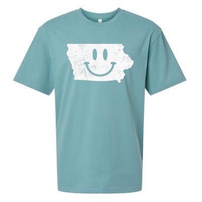 Smiling In IA – Funny Iowa Happy Face Sueded Cloud Jersey T-Shirt