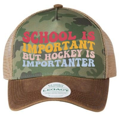 School Is Important But Hockey Is Importanter Funny Player Cool Gift Legacy Tie Dye Trucker Hat