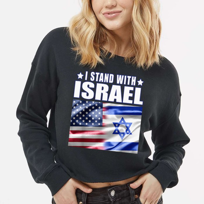 Support Israel I Stand With Israel Us Israel Flag Combined Cropped Pullover Crew