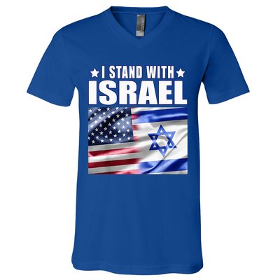 Support Israel I Stand With Israel Us Israel Flag Combined V-Neck T-Shirt