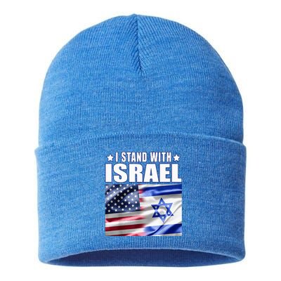 Support Israel I Stand With Israel Us Israel Flag Combined Sustainable Knit Beanie