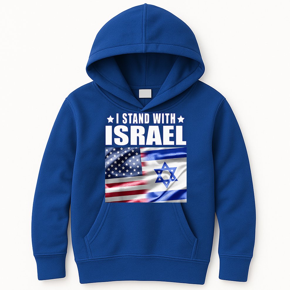 Support Israel I Stand With Israel Us Israel Flag Combined Kids Hoodie
