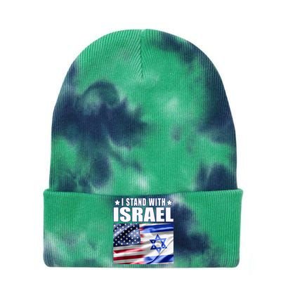 Support Israel I Stand With Israel Us Israel Flag Combined Tie Dye 12in Knit Beanie