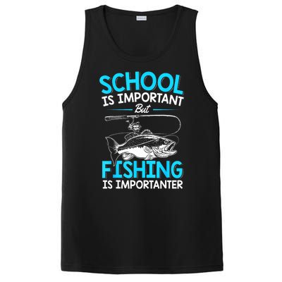 School Is Important But Fishing Importanter Fish Lover Teen Boy Fishing Gift PosiCharge Competitor Tank