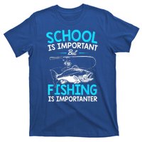 School Is Important But Fishing Importanter Fish Lover Teen Boy Fishing Gift T-Shirt