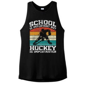 School Is Important But Hockey Is Importanter Ladies PosiCharge Tri-Blend Wicking Tank