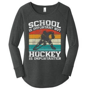 School Is Important But Hockey Is Importanter Women's Perfect Tri Tunic Long Sleeve Shirt