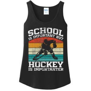 School Is Important But Hockey Is Importanter Ladies Essential Tank