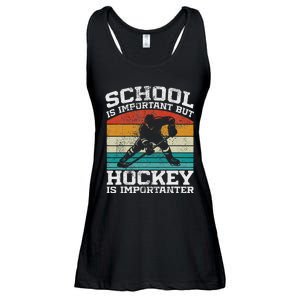 School Is Important But Hockey Is Importanter Ladies Essential Flowy Tank