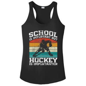 School Is Important But Hockey Is Importanter Ladies PosiCharge Competitor Racerback Tank