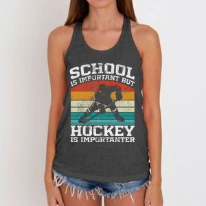 School Is Important But Hockey Is Importanter Women's Knotted Racerback Tank