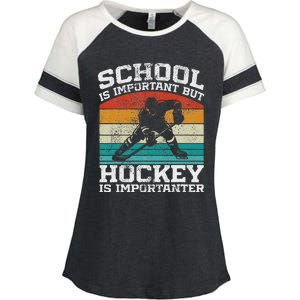 School Is Important But Hockey Is Importanter Enza Ladies Jersey Colorblock Tee