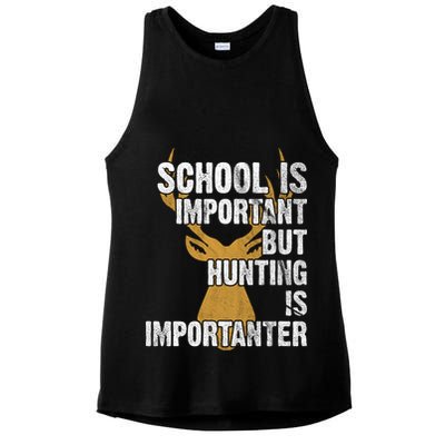 School Is Important But Is Hunting Importanter Deer Ladies PosiCharge Tri-Blend Wicking Tank