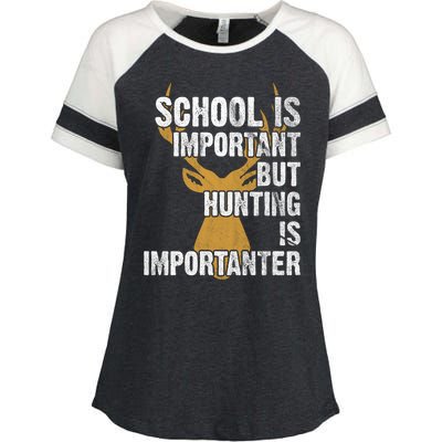 School Is Important But Is Hunting Importanter Deer Enza Ladies Jersey Colorblock Tee