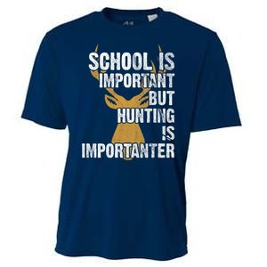 School Is Important But Is Hunting Importanter Deer Cooling Performance Crew T-Shirt