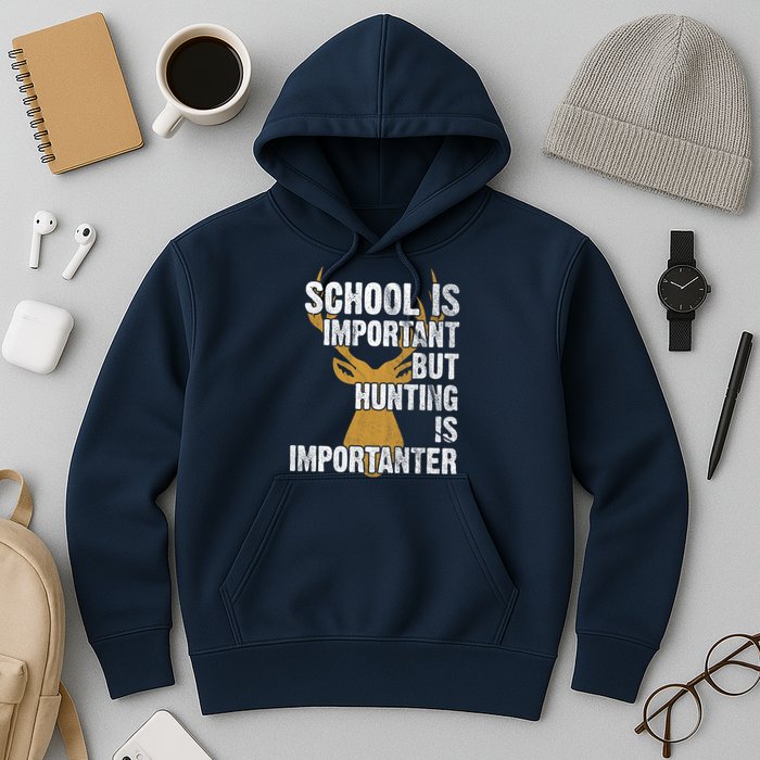 School Is Important But Is Hunting Importanter Deer Hoodie