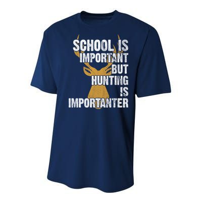 School Is Important But Is Hunting Importanter Deer Youth Performance Sprint T-Shirt