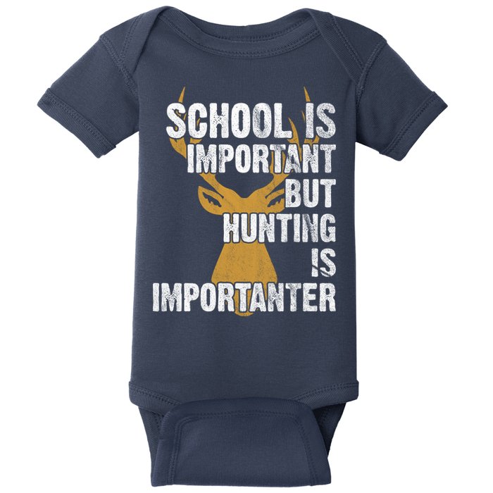 School Is Important But Is Hunting Importanter Deer Baby Bodysuit
