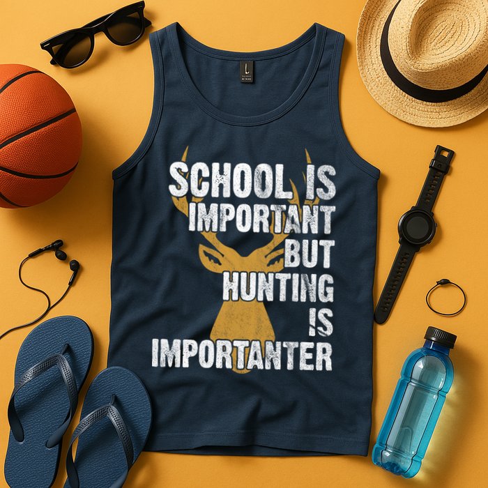 School Is Important But Is Hunting Importanter Deer Tank Top