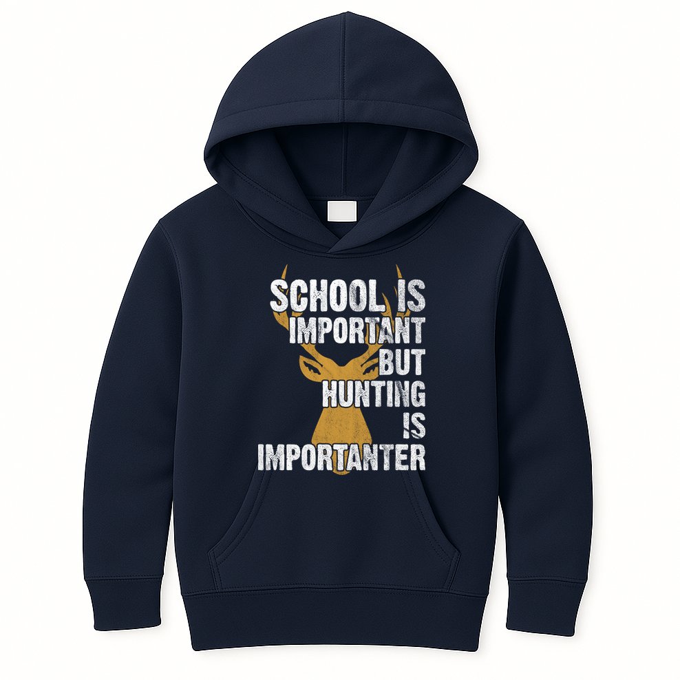 School Is Important But Is Hunting Importanter Deer Kids Hoodie