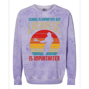 School Is Important Lacrosse Importanter Colorblast Crewneck Sweatshirt