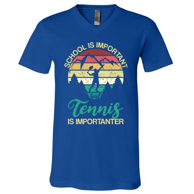 School Is Important But Tennis Is Importanter Gift V-Neck T-Shirt