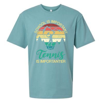 School Is Important But Tennis Is Importanter Gift Sueded Cloud Jersey T-Shirt