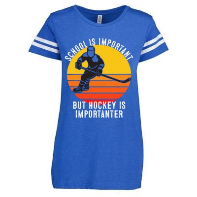 School Is Important But Hockey Is Importanter Funny Sports Gift Enza Ladies Jersey Football T-Shirt