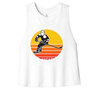 School Is Important But Hockey Is Importanter Funny Sports Gift Women's Racerback Cropped Tank