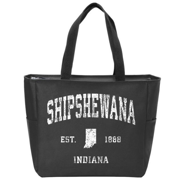Shipshewana Indiana IN Vintage Athletic Sports Design Zip Tote Bag