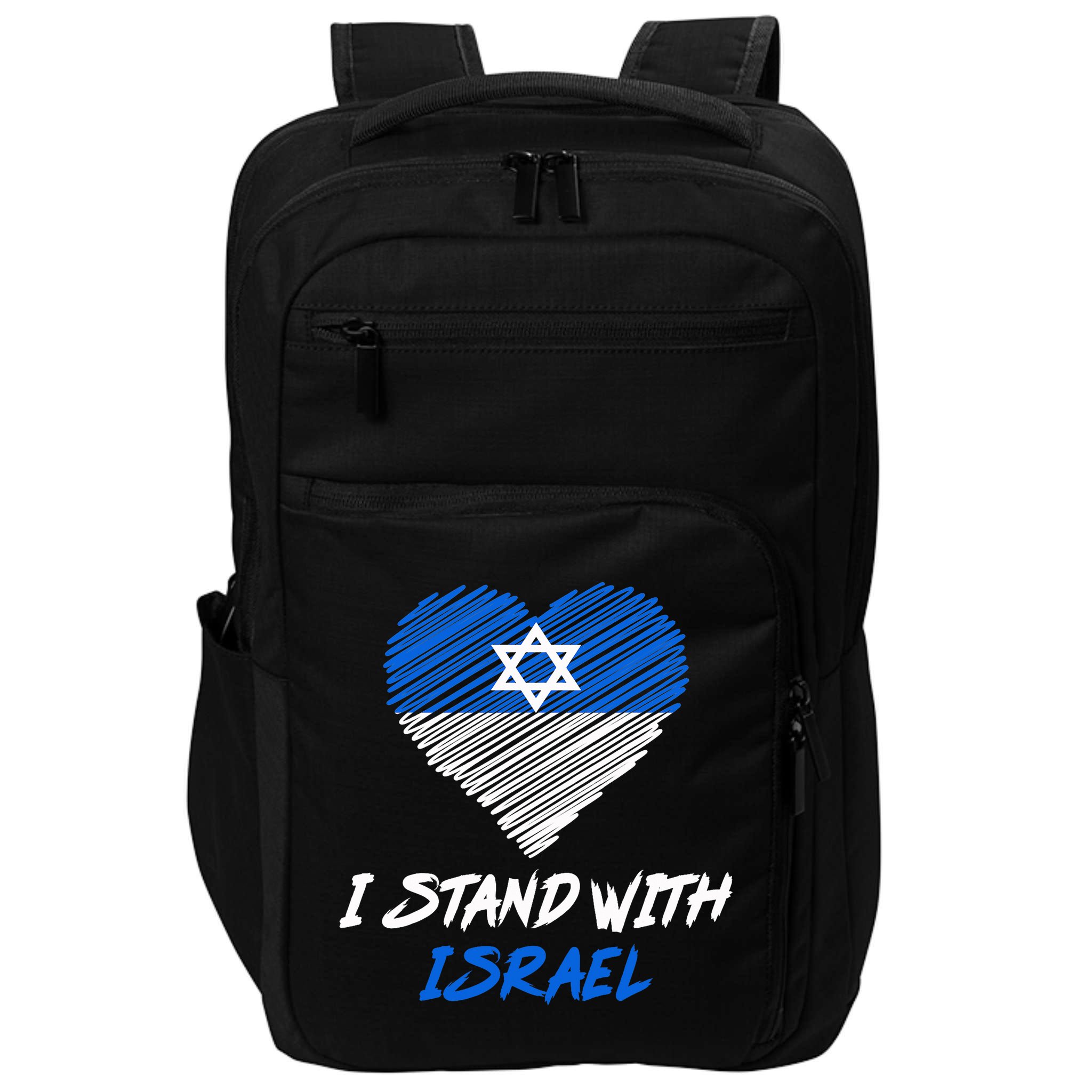 Support Israel I Stand With Israel Israeli Flag Impact Tech Backpack